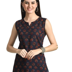 Classy Closet Designer V-Neck  for Sleeveless Short Kurti Women in Cotton |